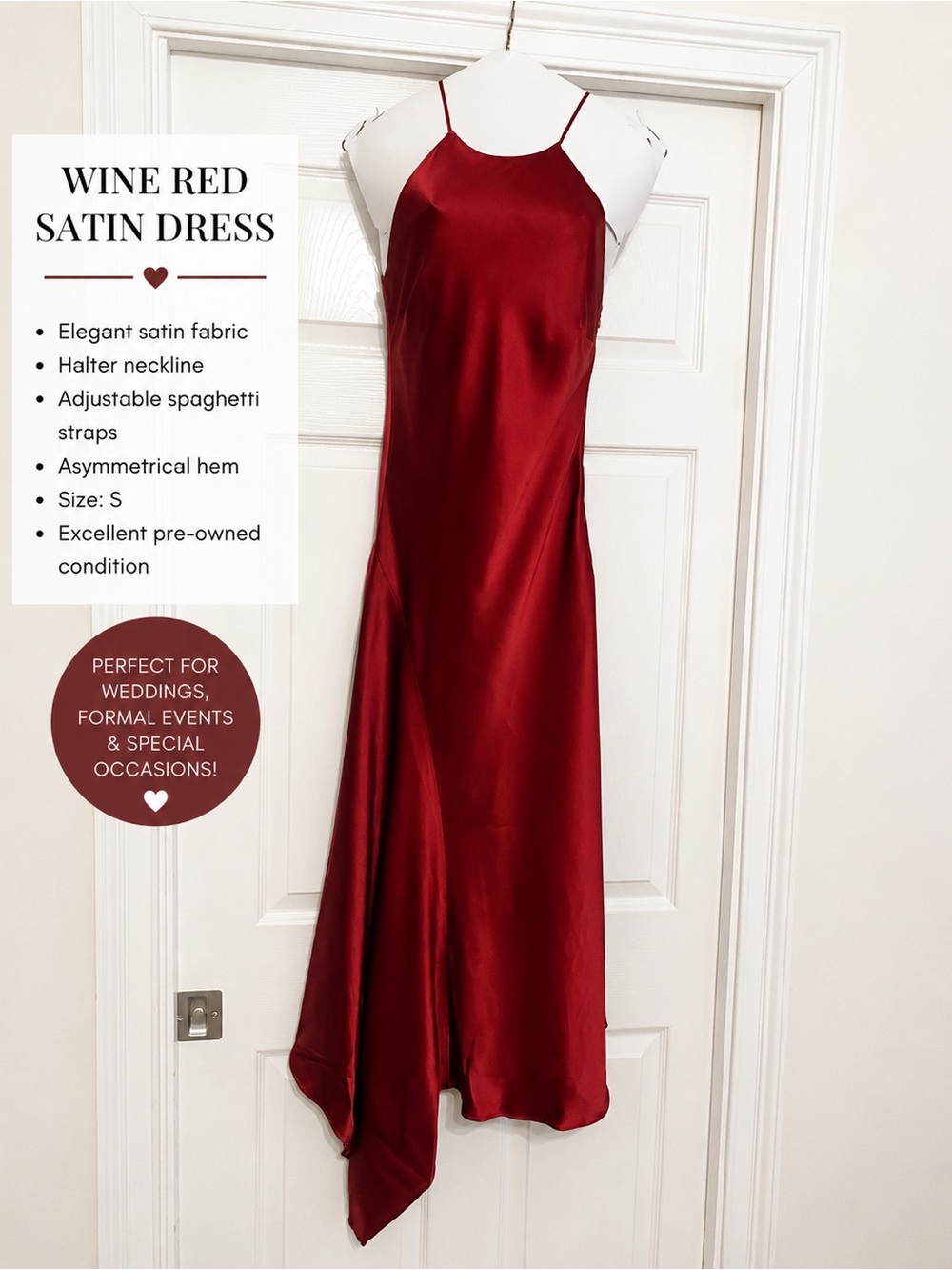 Alexis Satin Asymmetrical Slip Dress in Wine